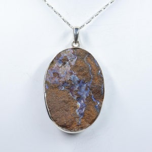Fantastic Boulder Opal Druzy Sterling Silver Necklace, Natural Boulder Opal Pendant with silver chain, Handmade Pendant, Gift forHer/Him