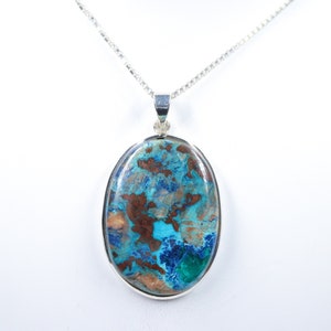 Rare Shattuckite Pendant, 925 sterling silver Pendant with silver chain, Shattuckite jewelry, Gift for Her, Handmade PendantGemstone Pendant