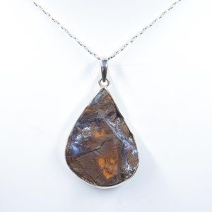 Fantastic Boulder Opal Druzy Sterling Silver Necklace, Natural Boulder Opal Pendant with silver chain, Handmade Pendant, Gift forHer/Him