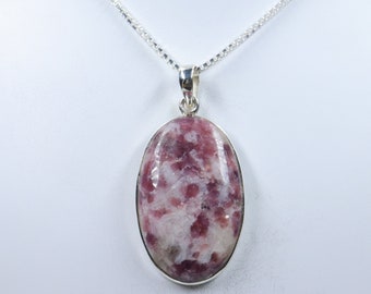 Superb Purple Lepidolite Pendant, 925 sterling silver Pendant with silver chain, Purple Lepidolite jewelry, Gift for Her, Handmade Pendant