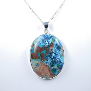Rare Shattuckite Pendant, 925 sterling silver Pendant with silver chain, Shattuckite jewelry, Gift for Her, Handmade PendantGemstone Pendant