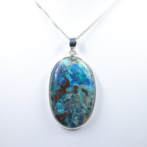 Rare Shattuckite Pendant, 925 sterling silver Pendant with silver chain, Shattuckite jewelry, Gift for Her, Handmade PendantGemstone Pendant