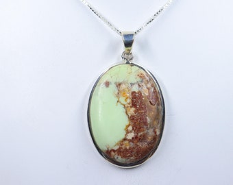 Superb Lemon Chrysoprase Sterling Silver Necklace, Natural Lemon Chrysoprase Pendant with silver chain, Handmade Pendant, Gift for Her