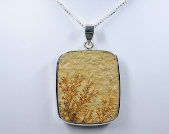 Designer Psilomelane Dendrite Sterling Silver Necklace, Natural Dendrite pendant with silver chain, Handmade Pendant, Gift for Her
