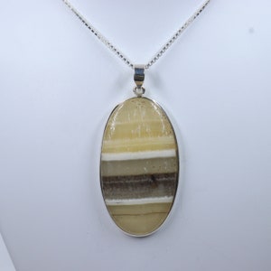 Designer Zebra Calcite Sterling Silver Necklace,Natural Phantom Calcite pendant with silver chain, Mexican Calcite, Gift for HerMens Pendant