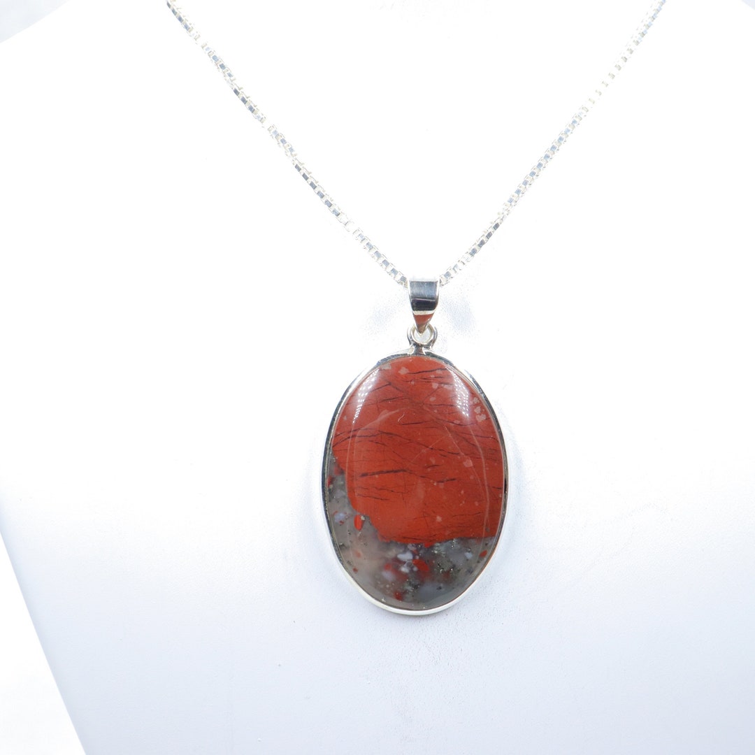 •AFRICAN BLOODSTONE TEAR - CANYON• sterling silver pendant