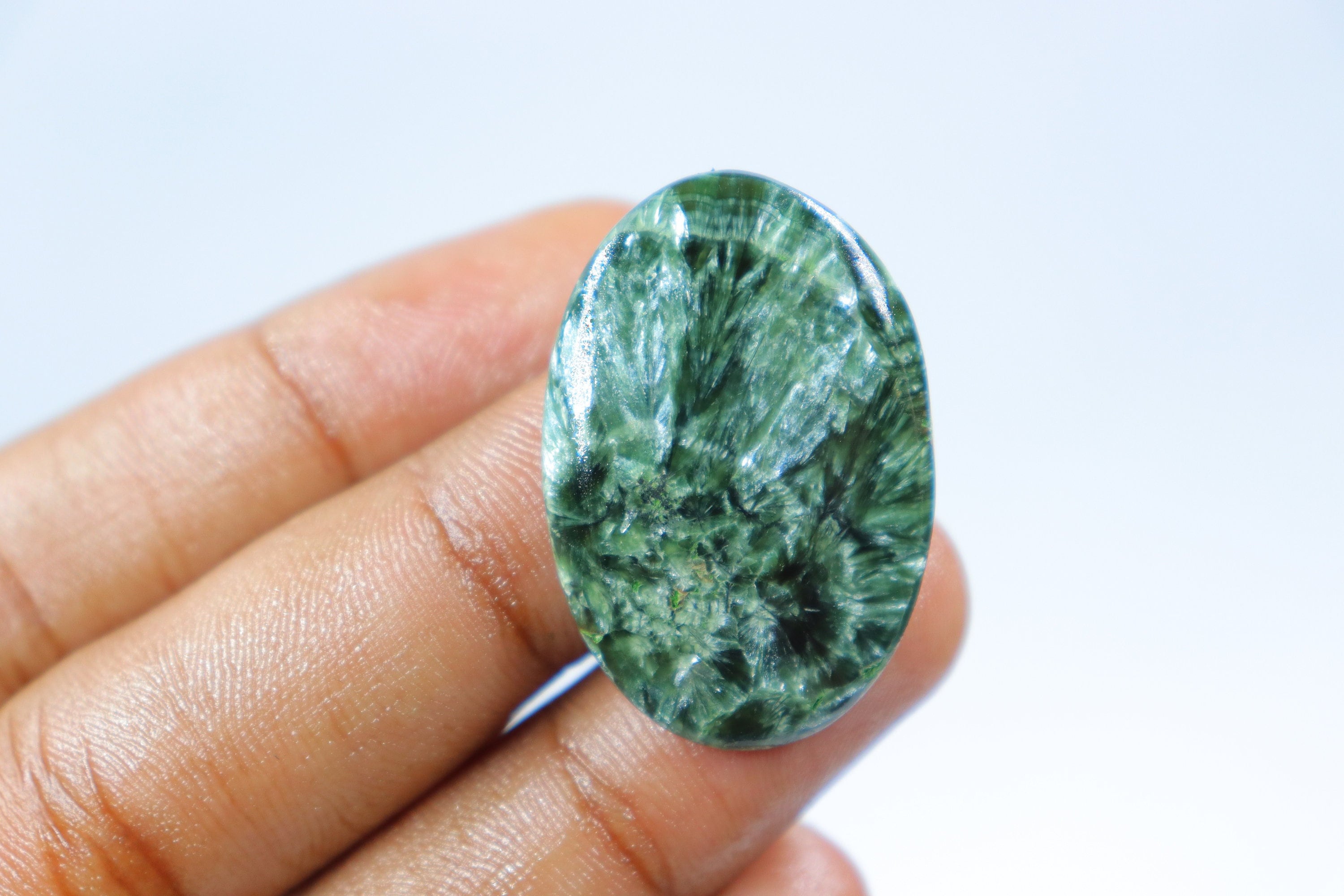 Wire Wrapping Gemstones Jewellery Making Loose Stone Natural Seraphinite Cabochon High-Quality Seraphinite Cabochon Seraphinite Stone