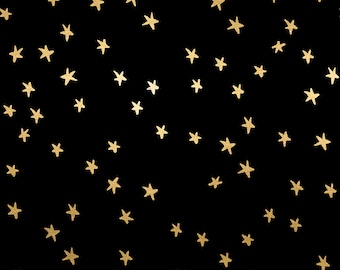 Ruby Star Society - Starry - Black Gold Fabric-sold by the half yard, cut continuously