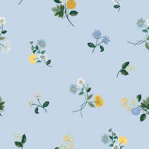 Rifle Paper Co. - Dahlia - Ditsy Dahlia - Blue Fabric-sold by the half yard, cut continuously