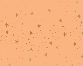 Rifle Paper Co. - Primavera - Stars - Peach Metallic Fabric-sold by the half yard, cut continuously