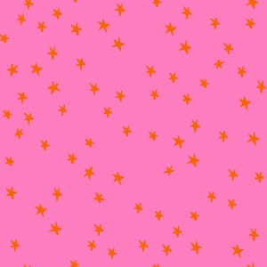 May include: A vibrant pink background is scattered with numerous orange, hand-drawn stars. The stars vary slightly in size and are evenly distributed across the surface, creating a playful and energetic pattern. This design is suitable for various applications.