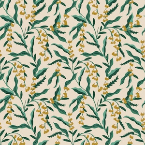 Rifle Paper Co. - Vintage Garden - Lily - Cream Metallic Fabric-sold by the half yard, cut continuously