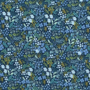 Rifle Paper Co. - English Garden - Meadow - Blue Fabric-sold by the half yard, cut continuously