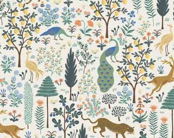 Rifle Paper Co. - Camont - Menagerie - Cream Metallic Fabric-sold by the half yard, cut continuously