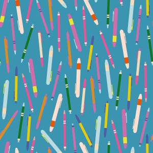 Ruby Star Society - Salutations - Do You Have a Pen? Vintage Blue Fabric-sold by the half yard, cut continuously