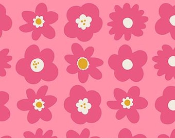 Figo - Joyful June - Blooms Pink Fabric - sold by the half yard, cut continuously