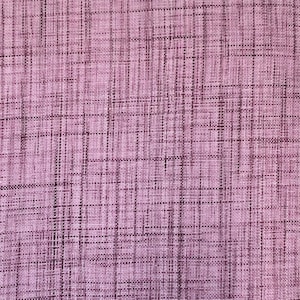 May include: Close-up of a textured fabric with a grid pattern. The fabric is primarily a muted pink color, with darker purple lines forming the grid. The weave of the fabric is visible, adding to the texture. The overall effect is a subtle, yet visually interesting design.