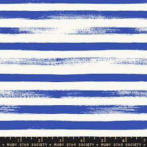 May include: A seamless pattern of white and blue horizontal stripes. The blue stripes are painted with a textured brushstroke effect.