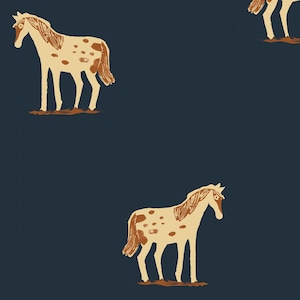 Windham - Heather Ross 108&quot; Wide Quilt Back - Wild Ponies Ink Fabric-sold by the half yard, cut continuously