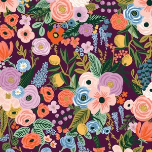 Rifle Paper Co. - Orchard - Garden Party - Burgundy Fabric-sold by the half yard, cut continuously