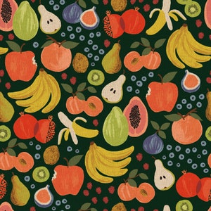 Rifle Paper Co. - Orchard - Fruit Stand - Hunter Fabric-sold by the half yard, cut continuously