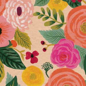 Rifle Paper Co. - English Garden - Juliet Rose - Cream Canvas Fabric-sold by the half yard, cut continuously