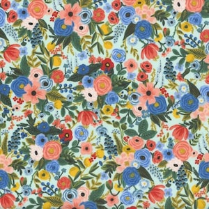 Rifle Paper Co. - Wildwood - PETITE Garden Party - Blue Fabric-sold by the half yard, cut continuously