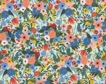 Rifle Paper Co. - Wildwood - PETITE Garden Party - Blue Fabric-sold by the half yard, cut continuously