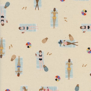 Rifle Paper Co. - Amalfi - Sun Girls - Natural Unbleached Fabric-sold by the half yard, cut continuously
