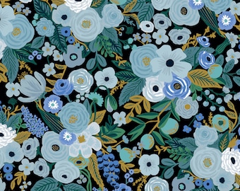 Rifle Paper Co. - Garden Party - Blue Fabric-sold by the half yard, cut continuously