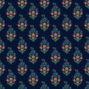 Rifle Paper Co. - Vintage Garden - Paisley - Navy Metallic Fabric-sold by the half yard, cut continuously