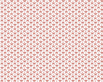 RJR Fabrics - Tied with a Bow - With Love Deep Red Fabric-sold by the half yard, cut continuously