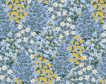 Rifle Paper Co. - Camont - Wildwood Garden - Blue Fabric-sold by the half yard, cut continuously