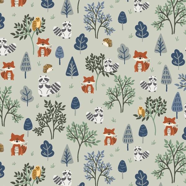 RJR Fabrics - Forest Friends - Friends - Subtle Sage Fabric-sold by the half yard, cut continuously