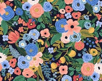 Rifle Paper Co. - Wildwood - Garden Party - Navy Fabric-sold by the half yard, cut continuously