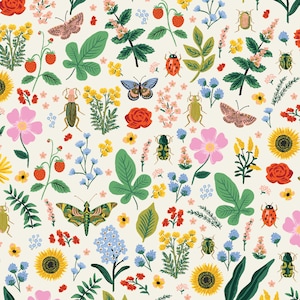 Rifle Paper Co. - Curio  - Cream Metallic Fabric-sold by the half yard, cut continuously