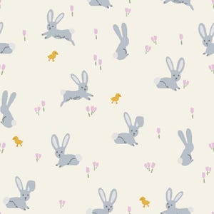 Rifle Paper Co. - Easter - Bunnies - Cream Fabric-sold by the half yard, cut continuously