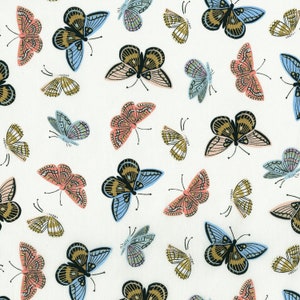 Rifle Paper Co. - English Garden - Monarch - Cream Lawn Metallic Fabric-sold by the half yard, cut continuously