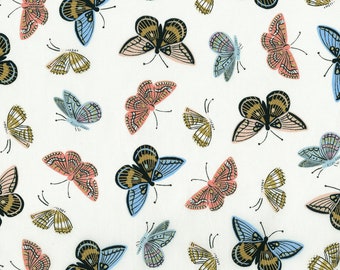 Rifle Paper Co. - English Garden - Monarch - Cream Lawn Metallic Fabric-sold by the half yard, cut continuously