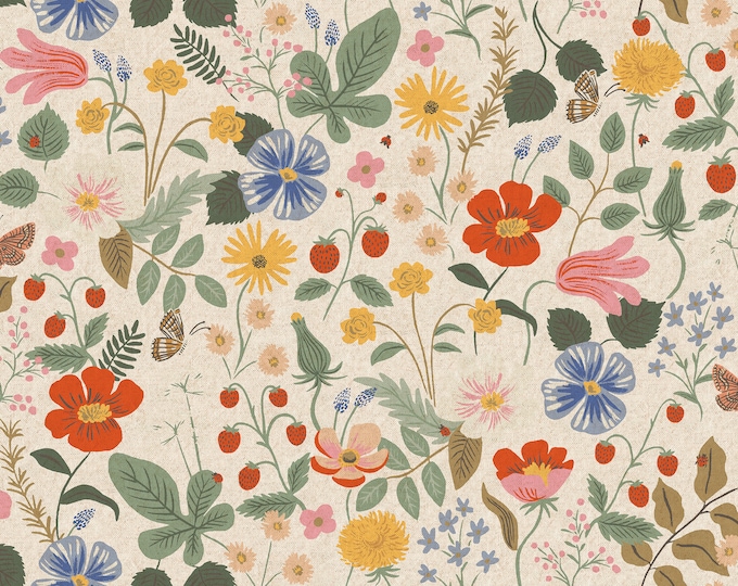 Rifle Paper Co CANVAS Fabric CANVAS 1/2 Yard Strawberry Etsy