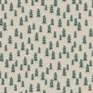 Rifle Paper Co. - Holiday Classics - Fir Trees - Linen Fabric-sold by the half yard, cut continuously