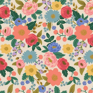 Rifle Paper Co. - Vintage Garden - Vintage Blossom - Cream Metallic Fabric-sold by the half yard, cut continuously