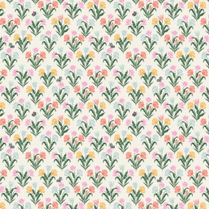 Rifle Paper Co. - Curio - Tulips - White Fabric-sold by the half yard, cut continuously