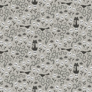 Cloud 9 - Gothic Whimsy - Skulls Garden Fabric-sold by the half yard, cut continuously