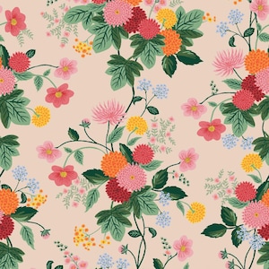 Rifle Paper Co. - Dahlia - Blush Fabric-sold by the half yard, cut continuously