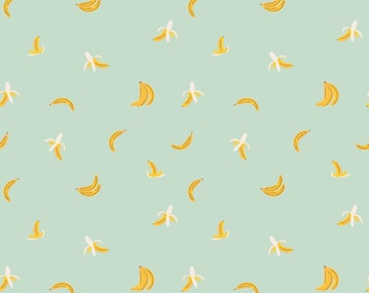 Rifle Paper Co. - Orchard - Bananas - Mint Metallic Fabric-sold by the half yard, cut continuously