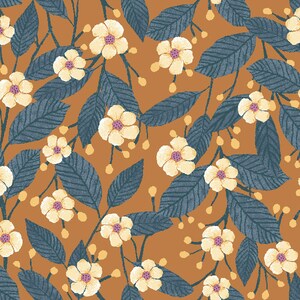 RJR Fabrics - Moonlight Garden - Tea Bloom - Cajeta Fabric-sold by the half yard, cut continuously
