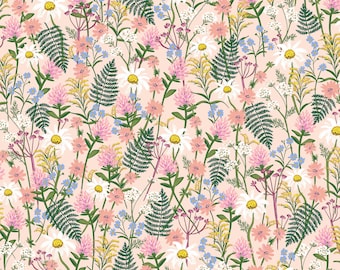 Rifle Paper Co. - Wildwood - Wildflowers - Pink Fabric-sold by the half yard, cut continuously