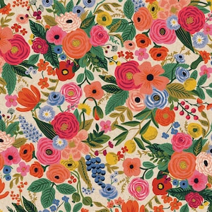 Rifle Paper Co. - Wildwood - Garden Party Pink Canvas Fabric-sold by the half yard, cut continuously