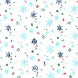 Moda - Hello Holidays - Snowflakes Snow Fabric-sold by the half yard, cut continuously